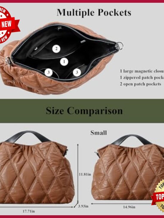 Bagsmart Black Quilted Puffer Tote Bag Review: Stylish  Quilted Puffer Tote Bag with Adjustable Strap Lightweight Nylon